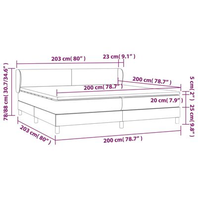 vidaXL Sommier à lattes de lit avec matelas Marron foncé 200x200 cm