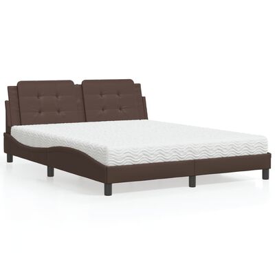 vidaXL Lit avec matelas marron 160x200 cm similicuir