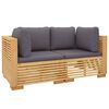 vidaXL Canap&eacute;s d'angle de jardin et coussins 2 pcs Bois teck massif
