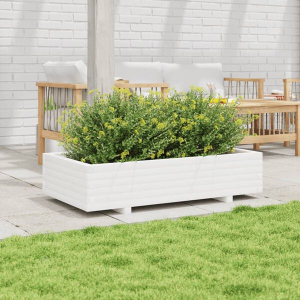 vidaXL Jardini&egrave;re blanc 110x60x26,5 cm bois de pin massif