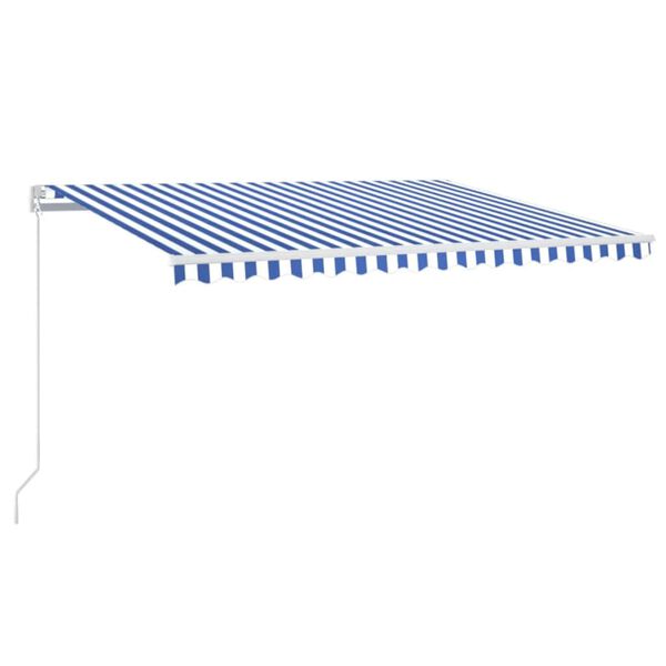 vidaXL Auvent manuel r&eacute;tractable avec LED 400x300 cm Bleu et blanc