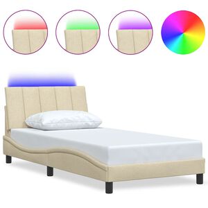 vidaXL Cadre de lit sans matelas Hanko cr&egrave;me 100x200 cm tissu