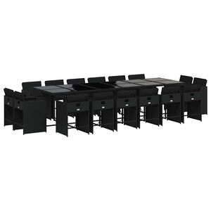 vidaXL Ensemble &agrave; manger de jardin coussins 17 pcs r&eacute;sine tress&eacute;e