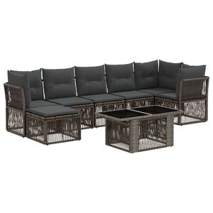 vidaXL Ensemble de canap&eacute; de jardin 8 pc Gris polyrotin
