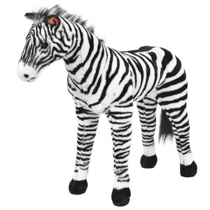 vidaXL Jouet en peluche Z&egrave;bre Noir et blanc XXL
