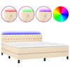 vidaXL Sommier &agrave; lattes de lit avec matelas LED Cr&egrave;me 160x200 cm Tissu