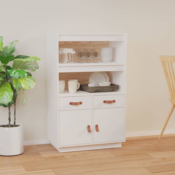 vidaXL Buffet haut Blanc 67x40x108,5 cm Bois massif de pin