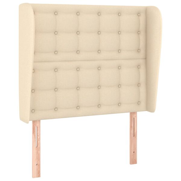 vidaXL T&ecirc;te de lit avec oreilles Cr&egrave;me 93x23x118/128 cm Tissu