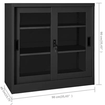 vidaXL Armoire à portes coulissantes Anthracite 90x40x90 cm Acier