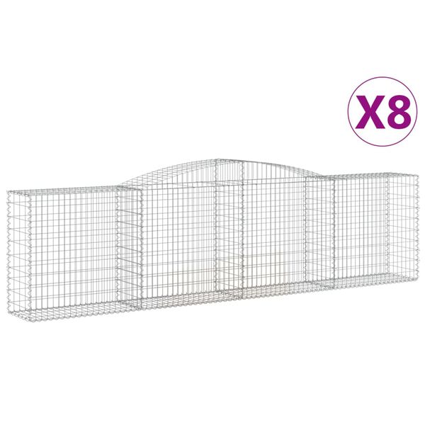 vidaXL Paniers &agrave; gabions arqu&eacute;s 8 pcs 400x50x100/120 cm Fer galvanis&eacute;