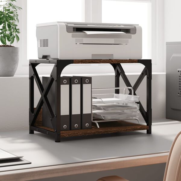 vidaXL Support d'imprimante à 2 niveaux chêne marron 44x26x31,5 cm