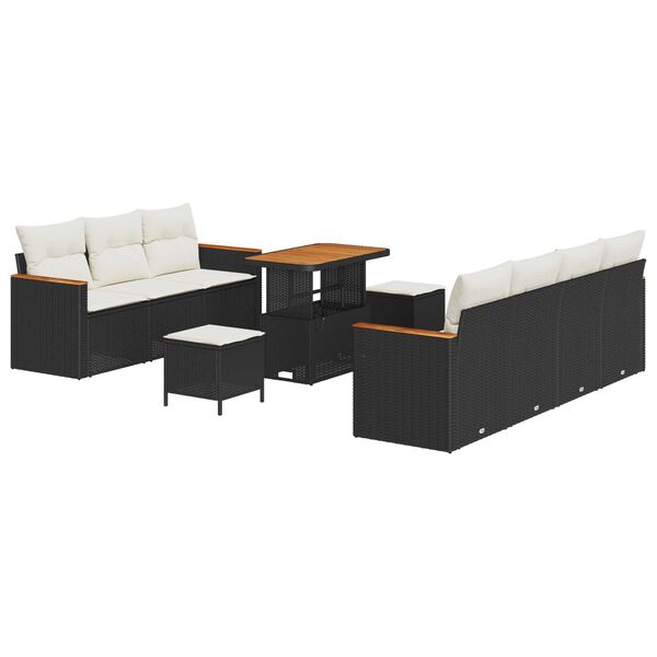 vidaXL Ensemble de canap&eacute; de jardin avec coussin Noir Poly rotin