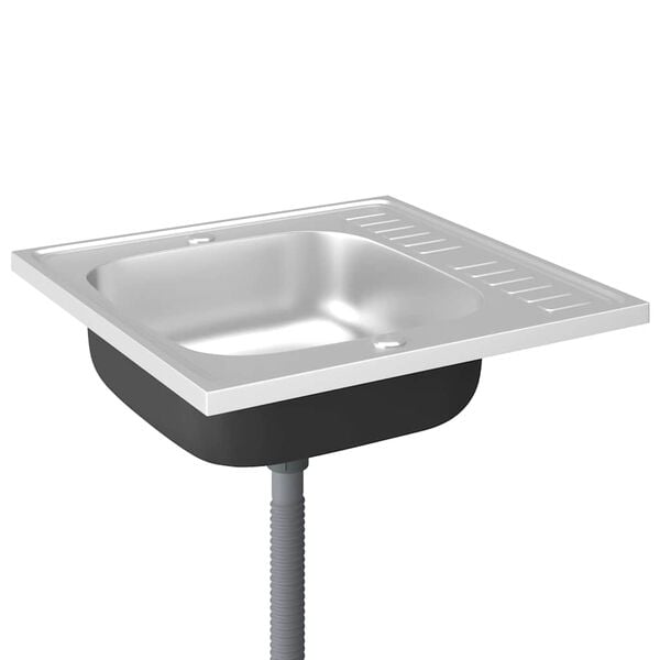 vidaXL Jeu d'évier de cuisine et égouttoir argenté 600x600x155 mm inox