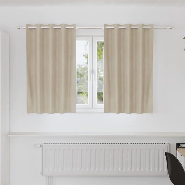 vidaXL Rideaux occultants 2 pcs Cr&egrave;me 140 x 140 cm Velours