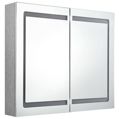 vidaXL Armoire de salle de bain à miroir LED Gris béton 80x12x68 cm