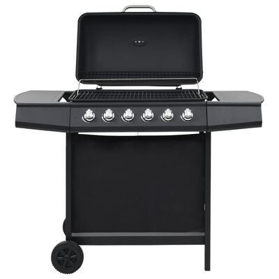 vidaXL Barbecue au gaz avec 6 zones de cuisson Acier Noir