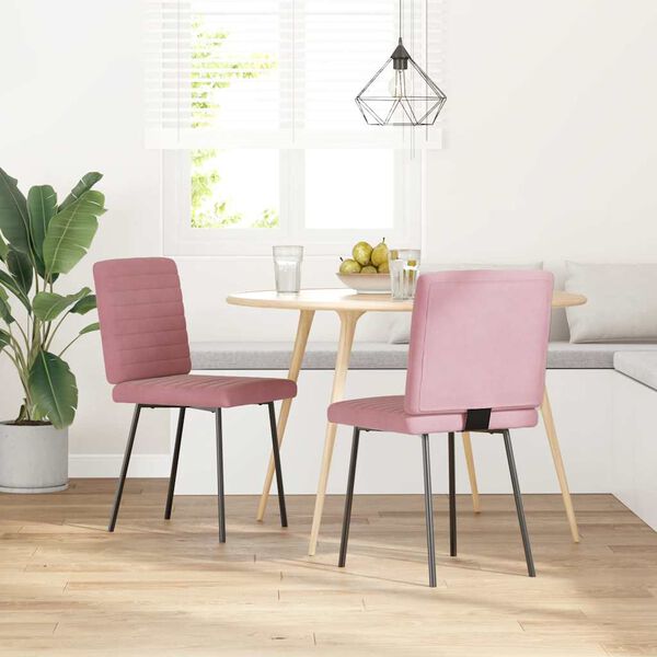 vidaXL Chaises &agrave; manger lot de 2 Rose Velours