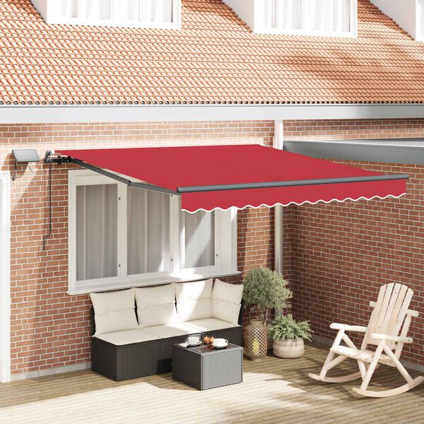 vidaXL Auvent Rétractable Rouge 350 x 250 cm tissu