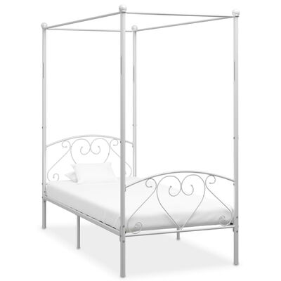 vidaXL Cadre de lit à baldaquin Blanc Métal 120 x 200 cm