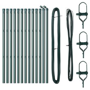 vidaXL Poteaux de clôture 13 pcs Vert Ø32mm 80 cm Acier galvanisé