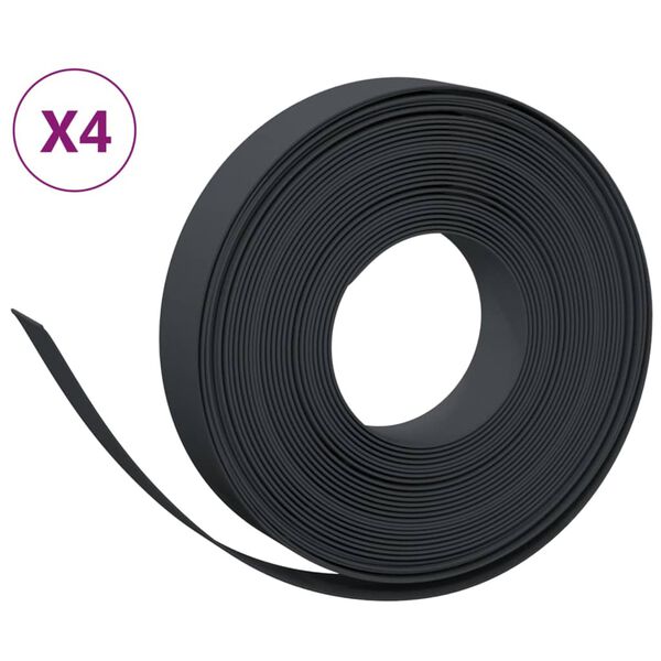 vidaXL Bordures de jardin 4 pcs noir 10 m 10 cm polyéthylène
