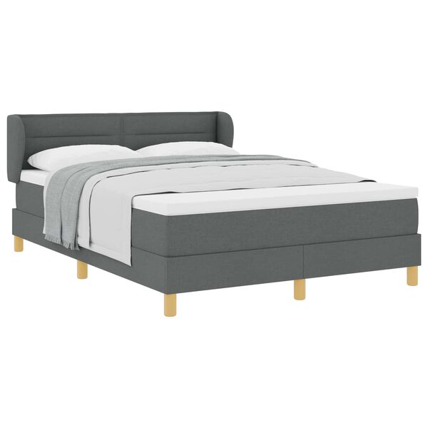 vidaXL Lit &agrave; ressorts avec matelas Gris fonc&eacute; 140 x 200 cm tissu