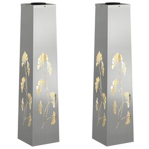 vidaXL Lumi&egrave;re de chemin LED solaire 2 pc Blanc chaud 18 x 18 x 80 cm