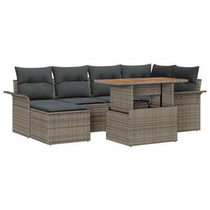 vidaXL Ensemble de canap&eacute; de jardin 7 pc Gris Poly rotin