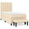 vidaXL Sommier &agrave; lattes de lit et matelas Cr&egrave;me 90x190 cm Tissu