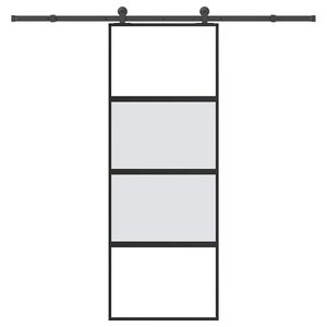 vidaXL Porte coulissante kit de quincaillerie tremp&eacute; verre aluminium