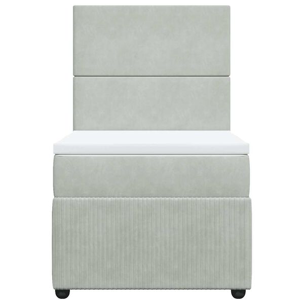 vidaXL Sommier &agrave; lattes de lit et matelas Gris clair 90x190 cm Velours