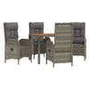 vidaXL Ensemble &agrave; manger de jardin 5 pcs coussins gris r&eacute;sine tress&eacute;e