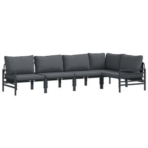 vidaXL Ensemble de canap&eacute; de jardin avec coussin 5 pcs Noir Acier