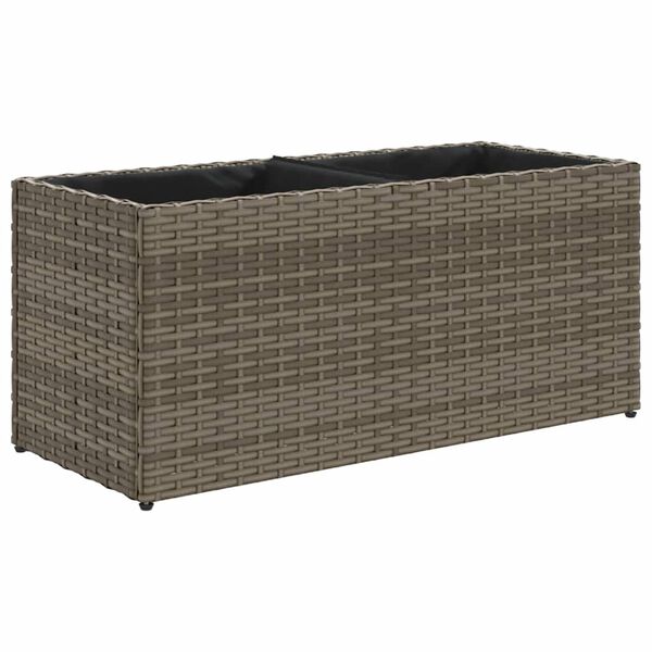 vidaXL Jardini&egrave;re avec 2 pots gris 72x30x32 cm r&eacute;sine tress&eacute;e