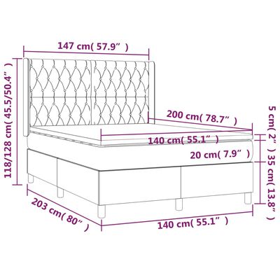 vidaXL Sommier à lattes de lit avec matelas Rose 140x200 cm Velours