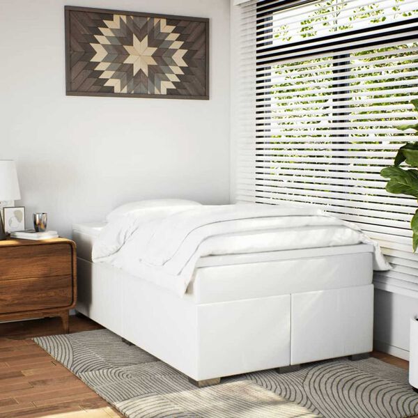 vidaXL Sommier &agrave; lattes de lit avec matelas blanc 120x190cm similicuir