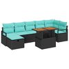 vidaXL Ensemble de canap&eacute; de jardin 8 pc Noir polyrotin