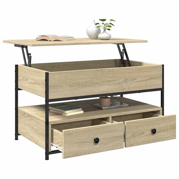 vidaXL Table basse chêne sonoma 85x50x50 cm bois d'ingénierie et métal