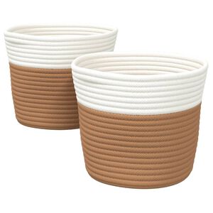 vidaXL Paniers de rangement 2 pcs marron et blanc &Oslash;24x18 cm coton