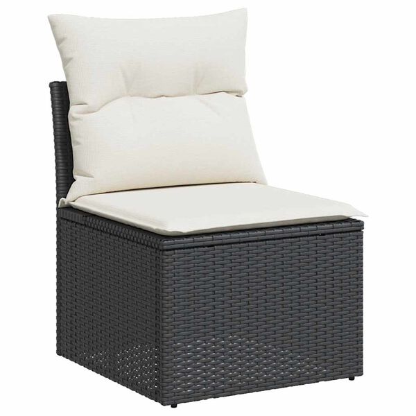 vidaXL Salon de jardin avec coussins 7 pcs noir résine tressée acacia