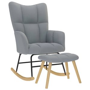 vidaXL Chaise &agrave; bascule avec repose-pied Gris clair Tissu