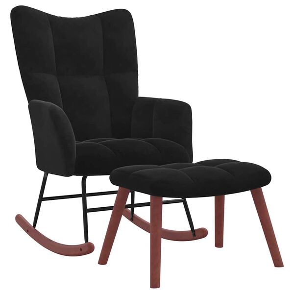 vidaXL Fauteuil &agrave; bascule avec repose-pieds 2 pcs Noir Velours