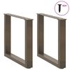 vidaXL Pieds de table basse en U, 2 pi&egrave;ces, acier naturel, 50 x (42-43) cm