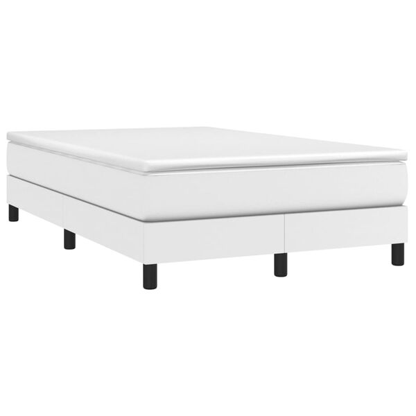 vidaXL Sommier &agrave; lattes de lit avec matelas Blanc 120x200cm Similicuir