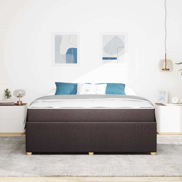 vidaXL Cadre de lit avec matelas Marron fonc&eacute; 180 x 200 cm tissu
