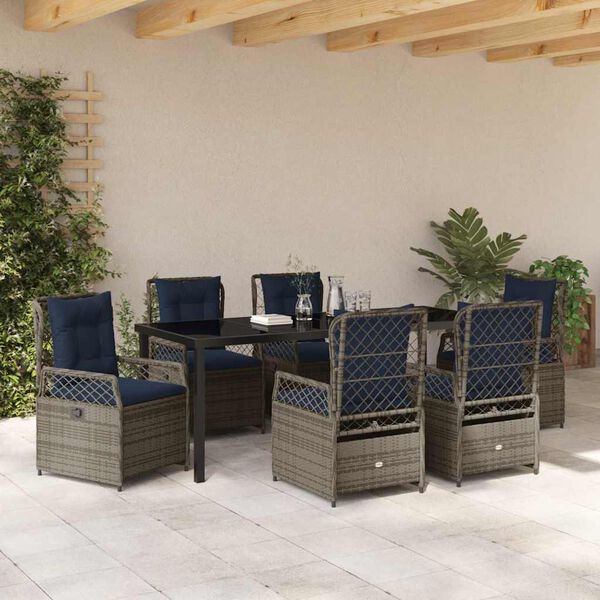 vidaXL Ensemble de salle &agrave; manger pour jardin 7 pcs Gris polyrotin