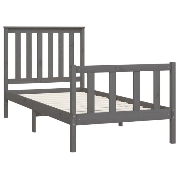 vidaXL Cadre de lit sans matelas gris 90x200 cm bois de pin massif