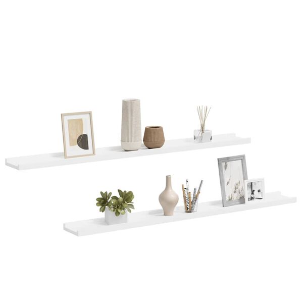vidaXL &Eacute;tag&egrave;res murales 2 pcs Blanc 100x9x3 cm