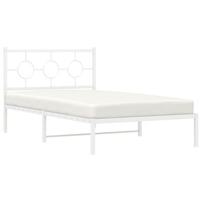 vidaXL Cadre de lit métal sans matelas et pied de lit blanc 107x203 cm