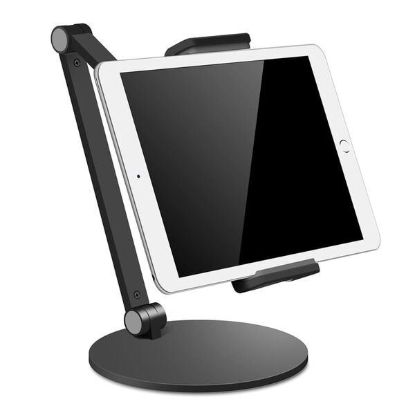 ErgoLine Support r&eacute;glable de tablette avec pied rond Aluminium